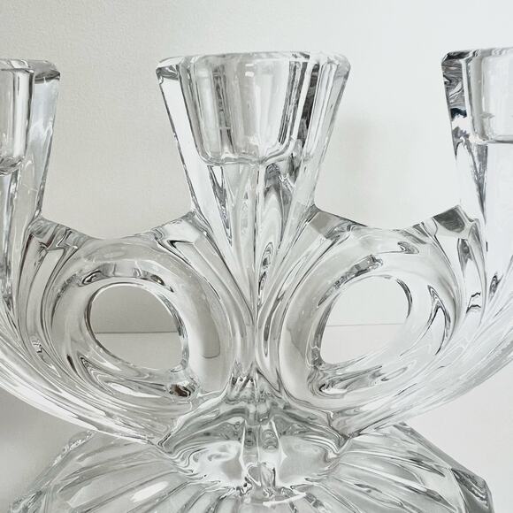 Vintage 60s Pressed Lead Crystal 3 Arm Candelabra Candle Holder West Germany - Picture 4 of 10